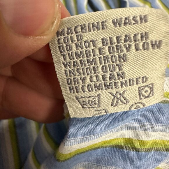 Eighty Eight Men's XL Button-Down Shirt Blue & Green Stripes 100% Cotton - Picture 5 of 7